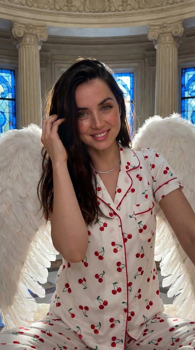 Strawberry Angel Low-Angle Portrait — example 1
