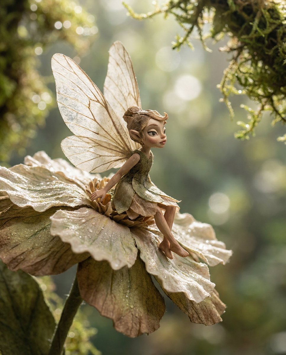 Macro Illustration of a Tiny Fairy on a Flower — example 1