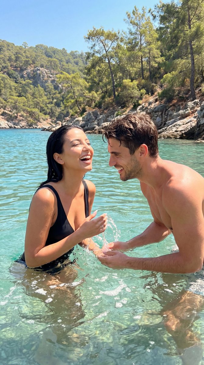 Ultra-Photorealistic Candid Water Splash Romance — example 1