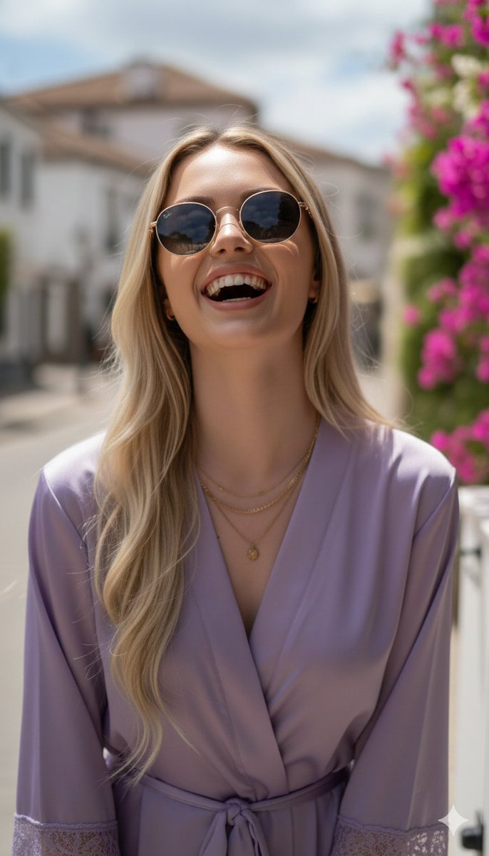 Photorealistic Portrait in a European Street with Bougainvillea — example 1