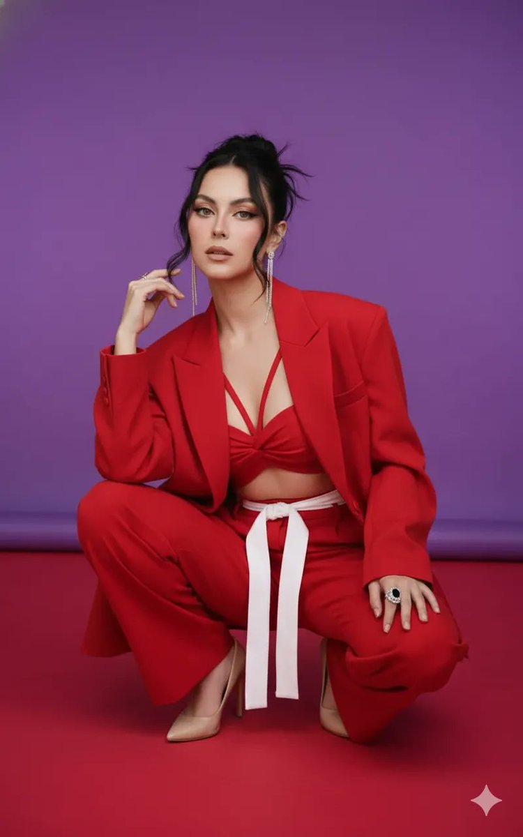 Dual Image Generation in Modern Formal Scarlet Red — example 2