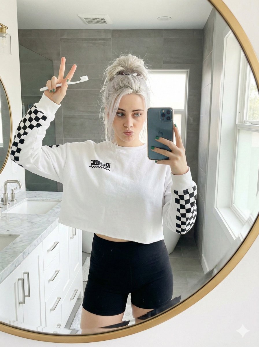 Detailed Bathroom Selfie Image Generation Prompt — example 1