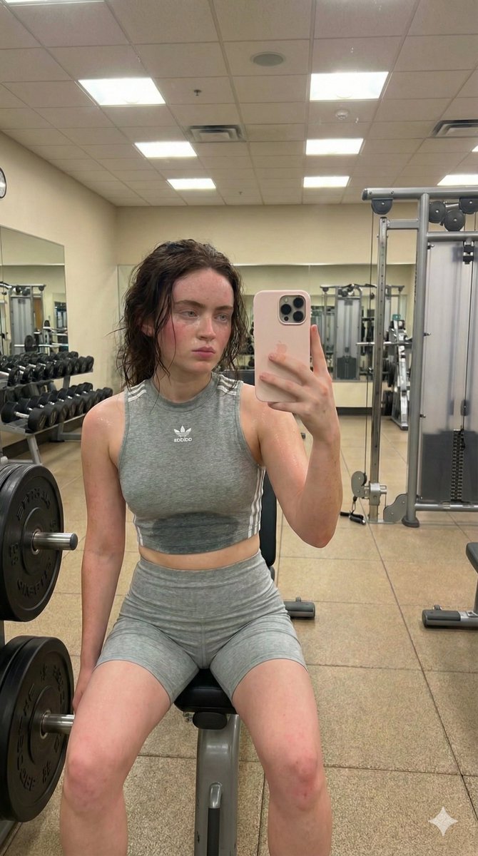 Sadie Sink Gym Mirror Selfie Photorealism — example 2
