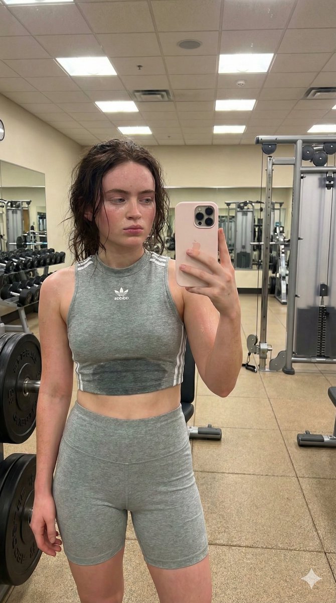 Sadie Sink Gym Mirror Selfie Photorealism — example 3
