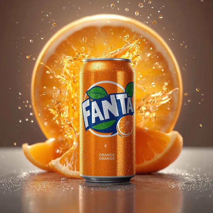 Hyper-realistic Fanta Orange Product Shot with Splash — example 3
