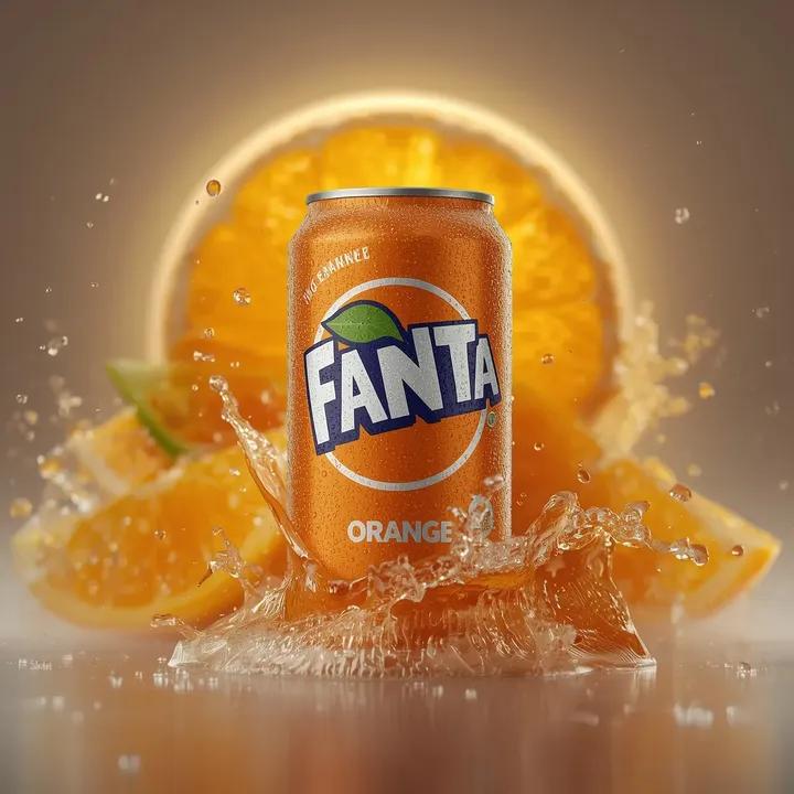 Hyper-realistic Fanta Orange Product Shot with Splash — example 4