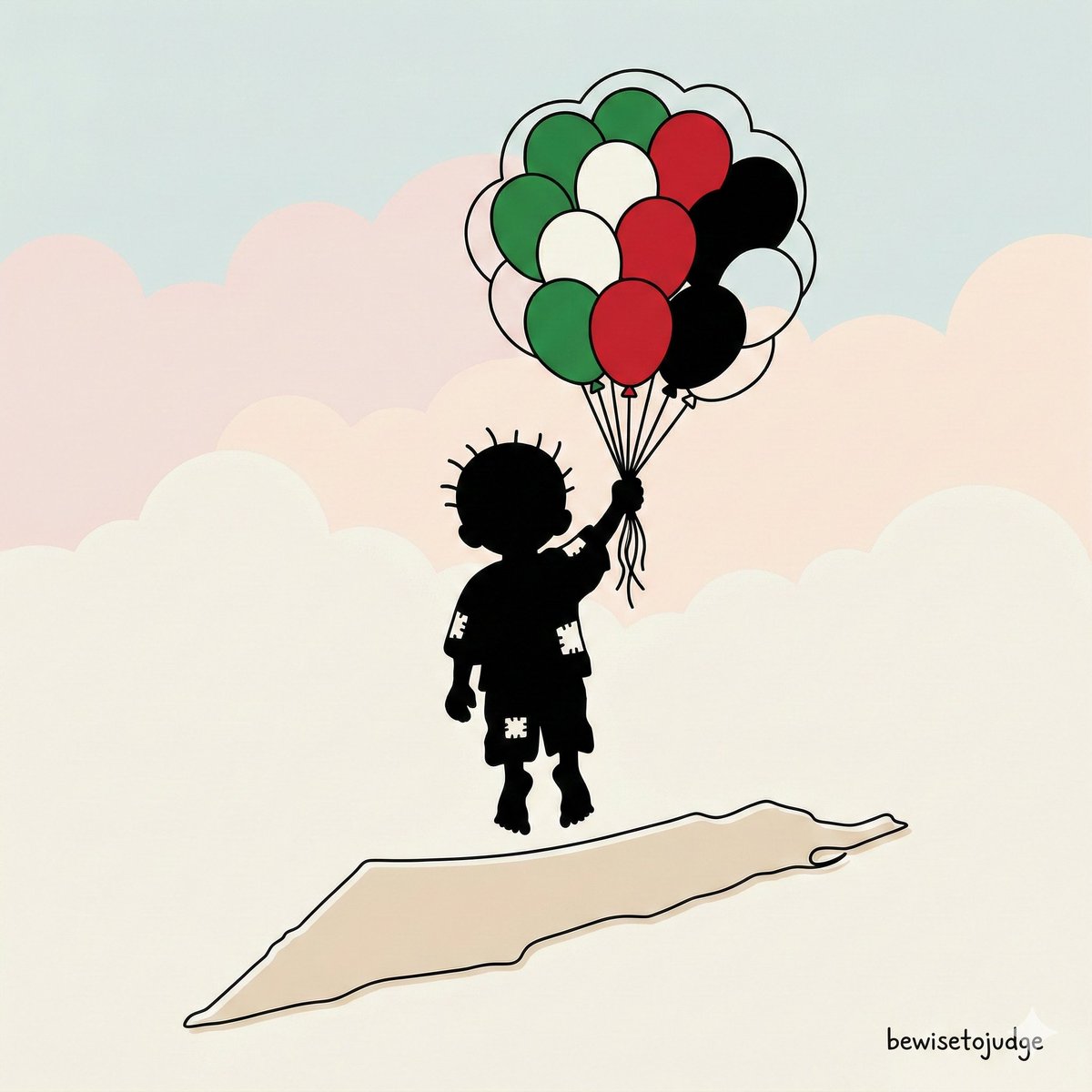Minimalist Symbolic Illustration in Handala Style — example 1