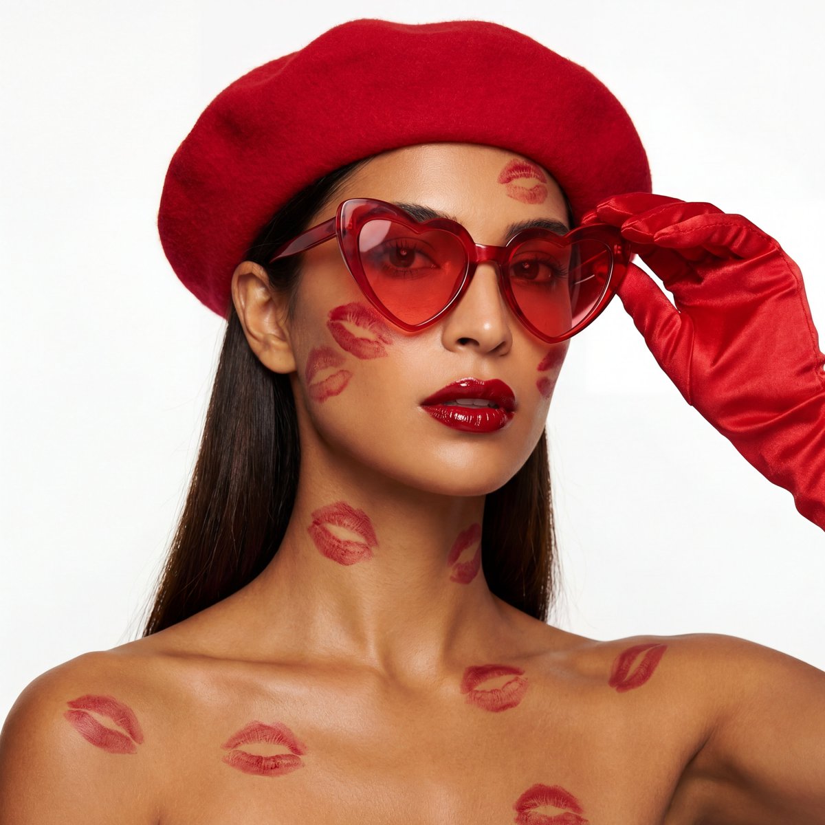 Ultra-Realistic Beauty Editorial with Kiss Marks — example 2