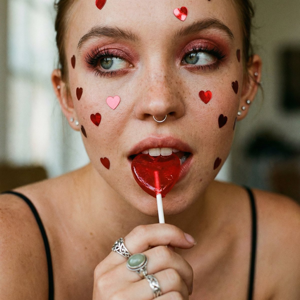 Coquette Soft Grunge Portrait with Lollipop (JSON) — example 2