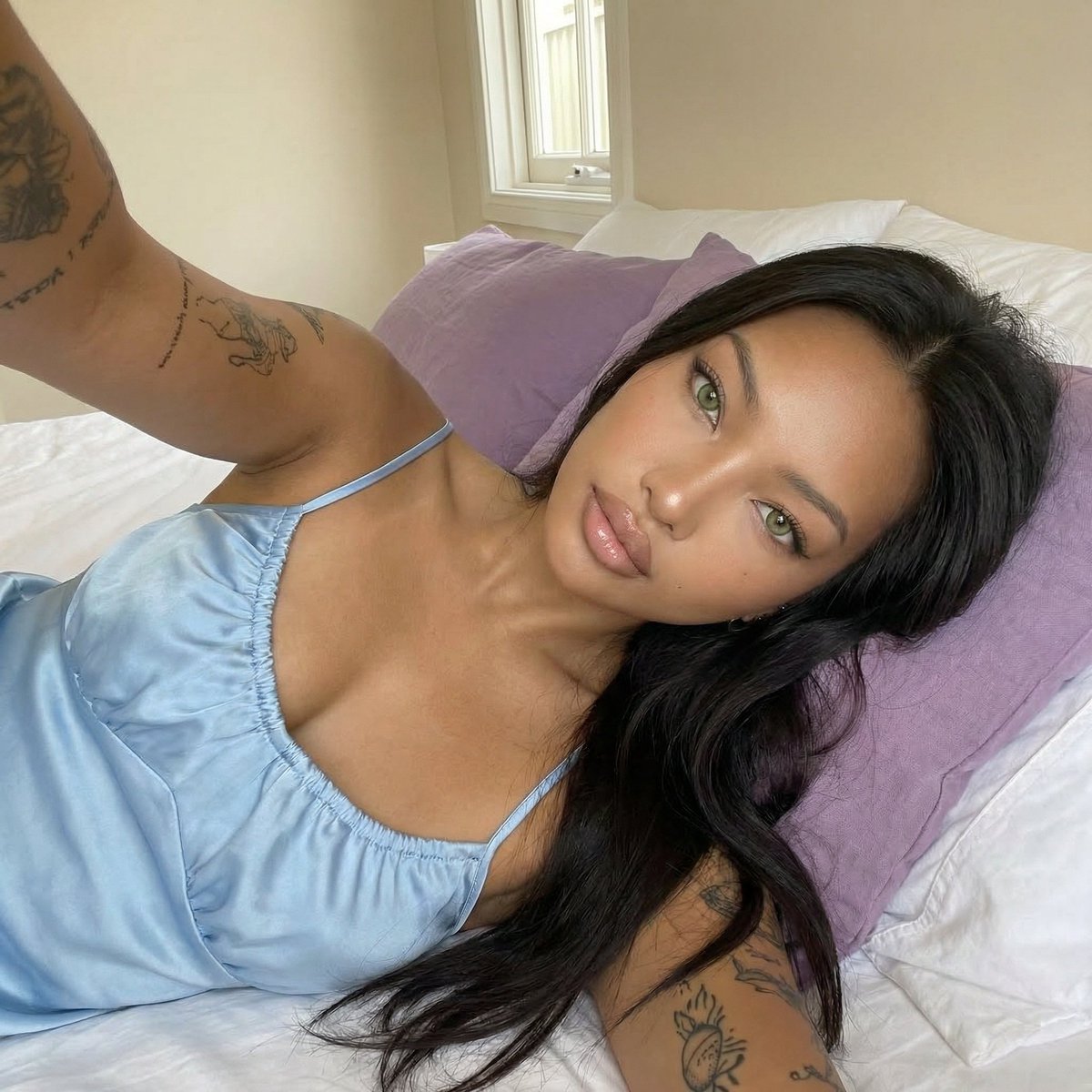 Intimate Morning Bedroom Selfie Portrait (JSON) — example 1