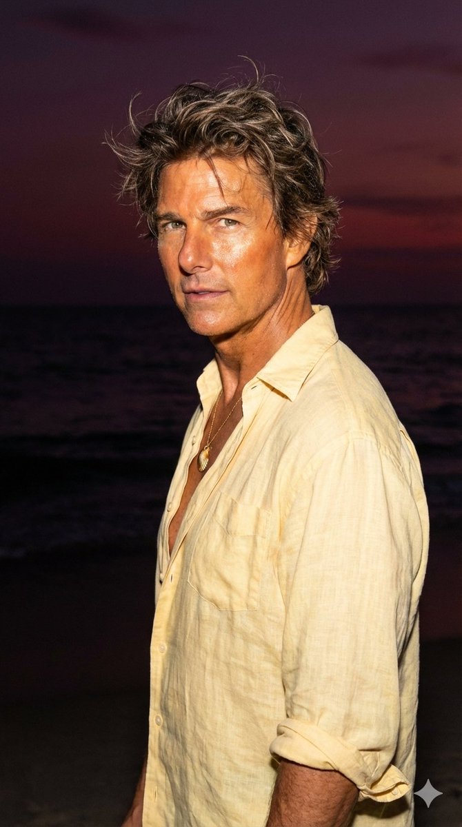 Late-Night Coastal Portrait with Flash and Sunset Glow — example 2