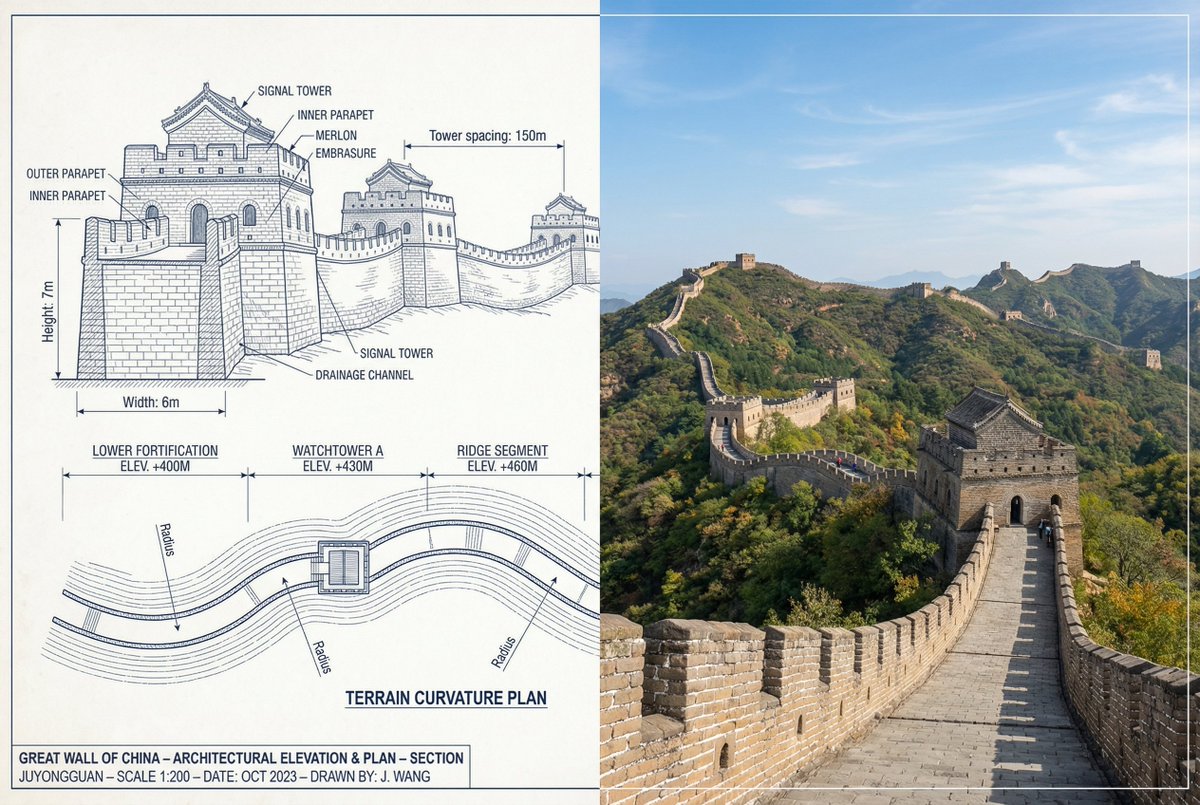 Great Wall of China Mixed Media Comparison — example 1