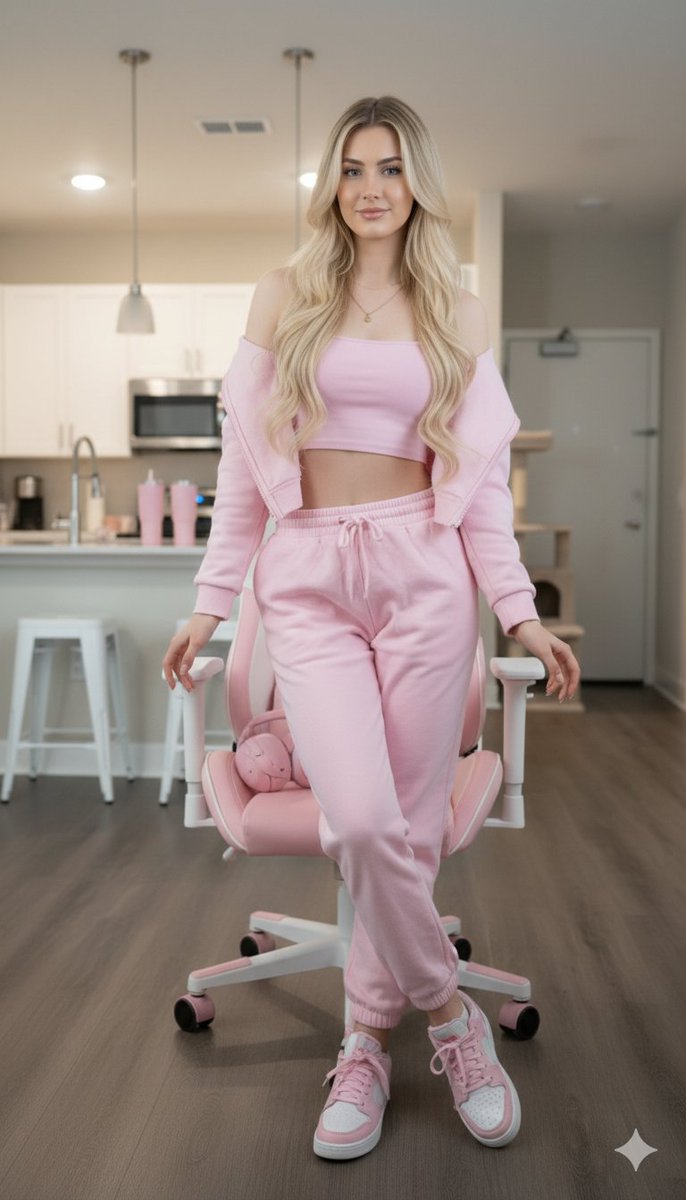 Ultra-realistic Full Body Photo of a Woman in Pastel Pink Loungewear — example 2