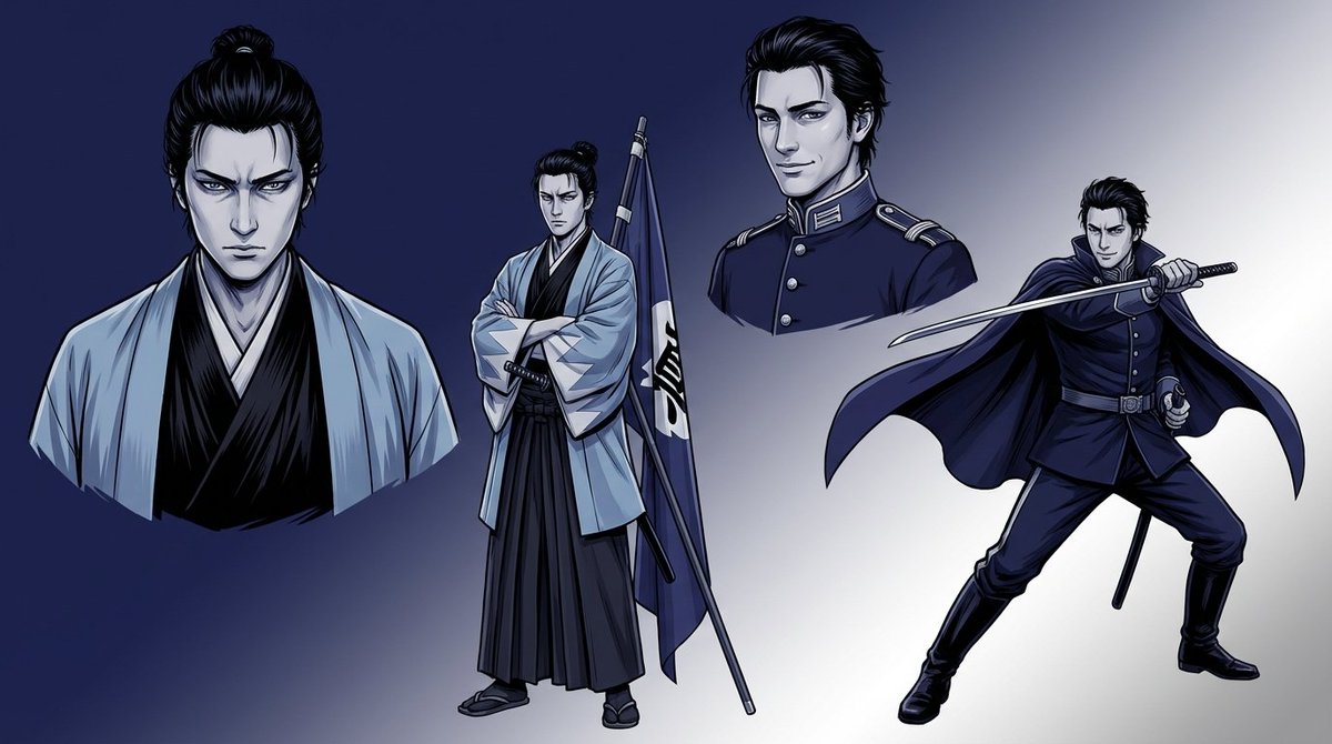 Character Sheet and Illustration Generation for Bakumatsu Agents — example 2
