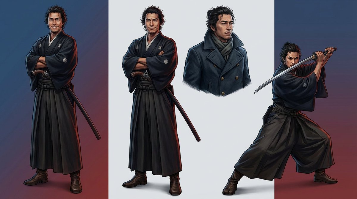 Character Sheet and Illustration Generation for Bakumatsu Agents — example 4