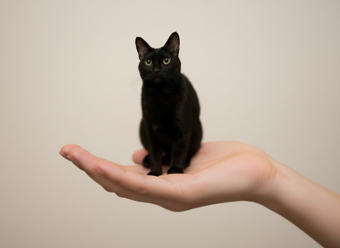 Miniature Pet on Palm Prompt for Image Generation — example 1