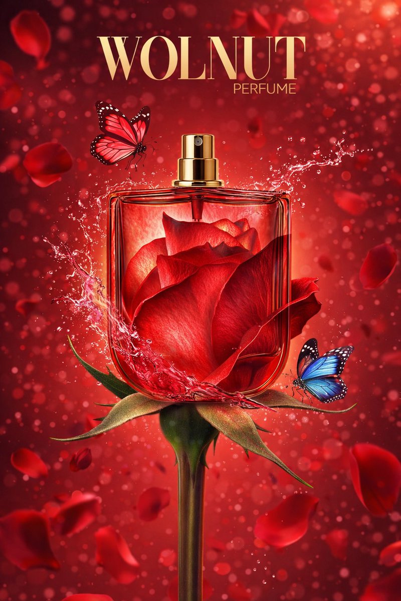 AI-Stylized Perfume Product Visual with Internal Petals — example 2