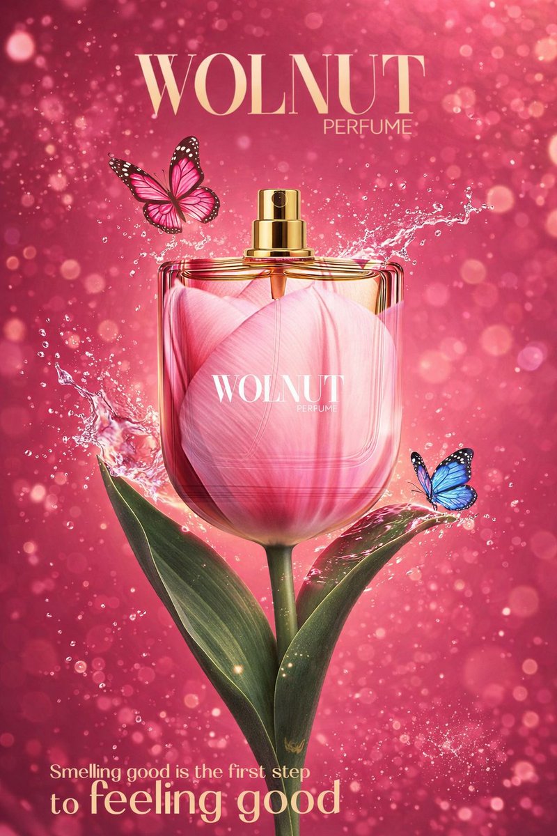 AI-Stylized Perfume Product Visual with Internal Petals — example 3
