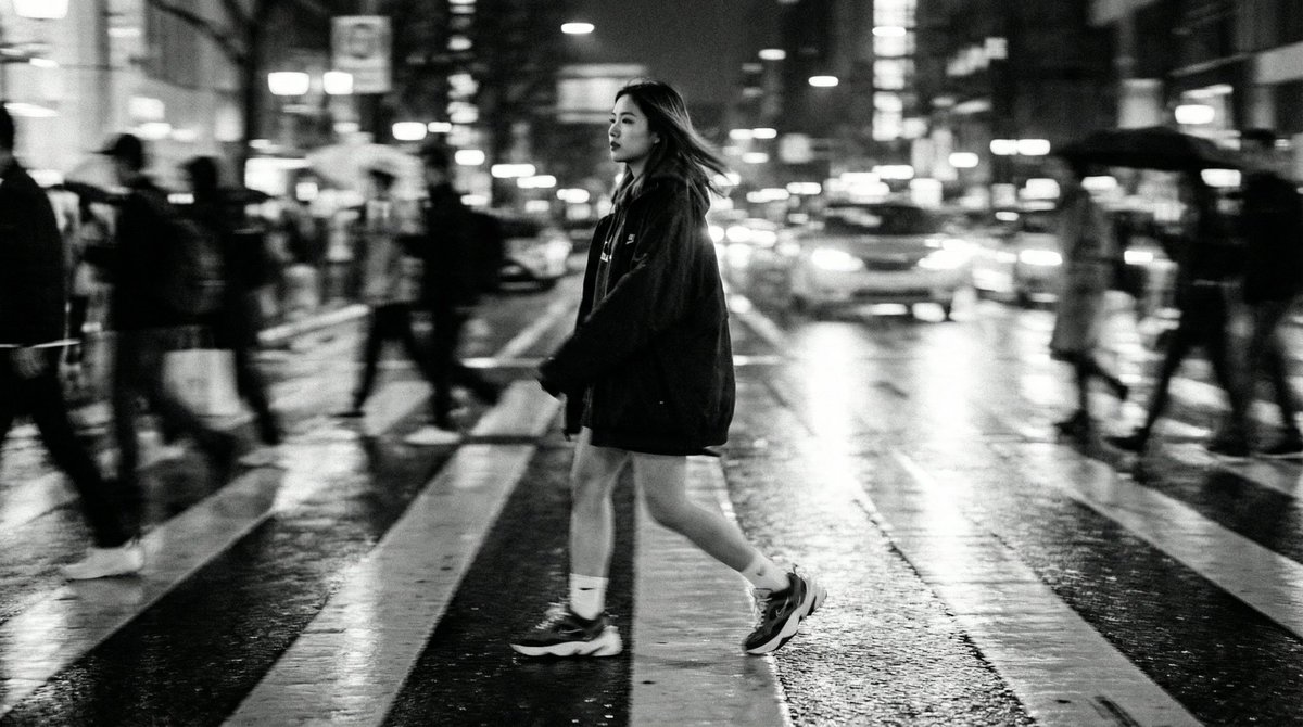Template for Cinematic B&W Street Fashion Editorial — example 2