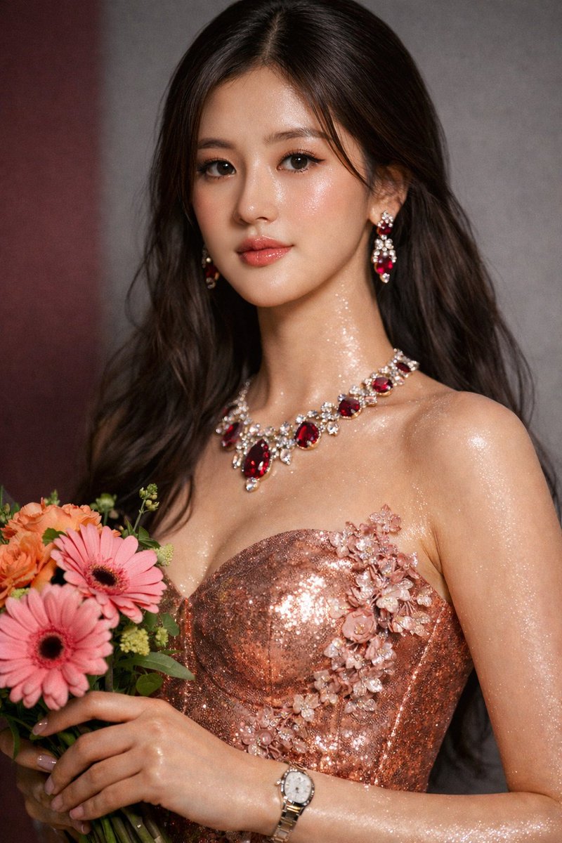 Macro Portrait of Zhao Lushi in Sequined Gown — example 2