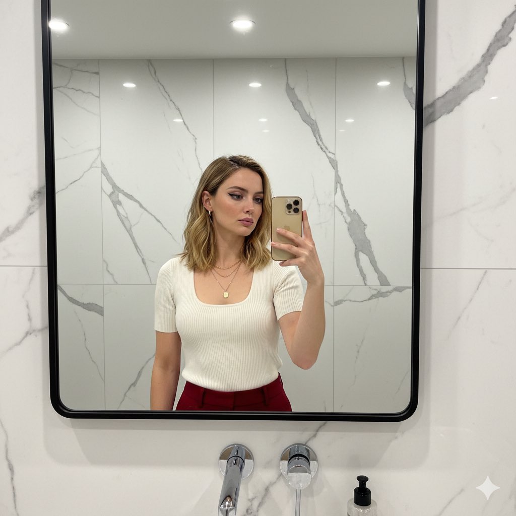 Sydney Sweeney Modern Bathroom Selfie Prompt — example 2
