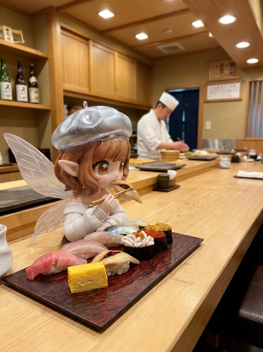 Fairy Eating Sushi Image Prompt — example 1