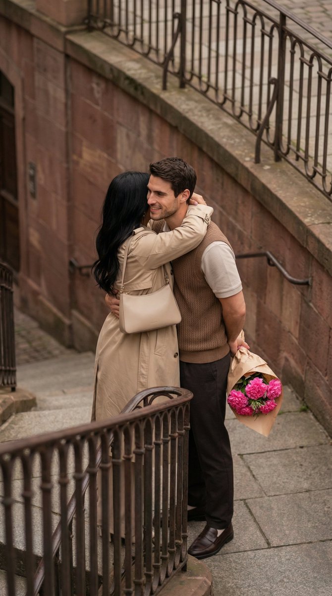 Overhead Candid City Stairs Romance — example 2