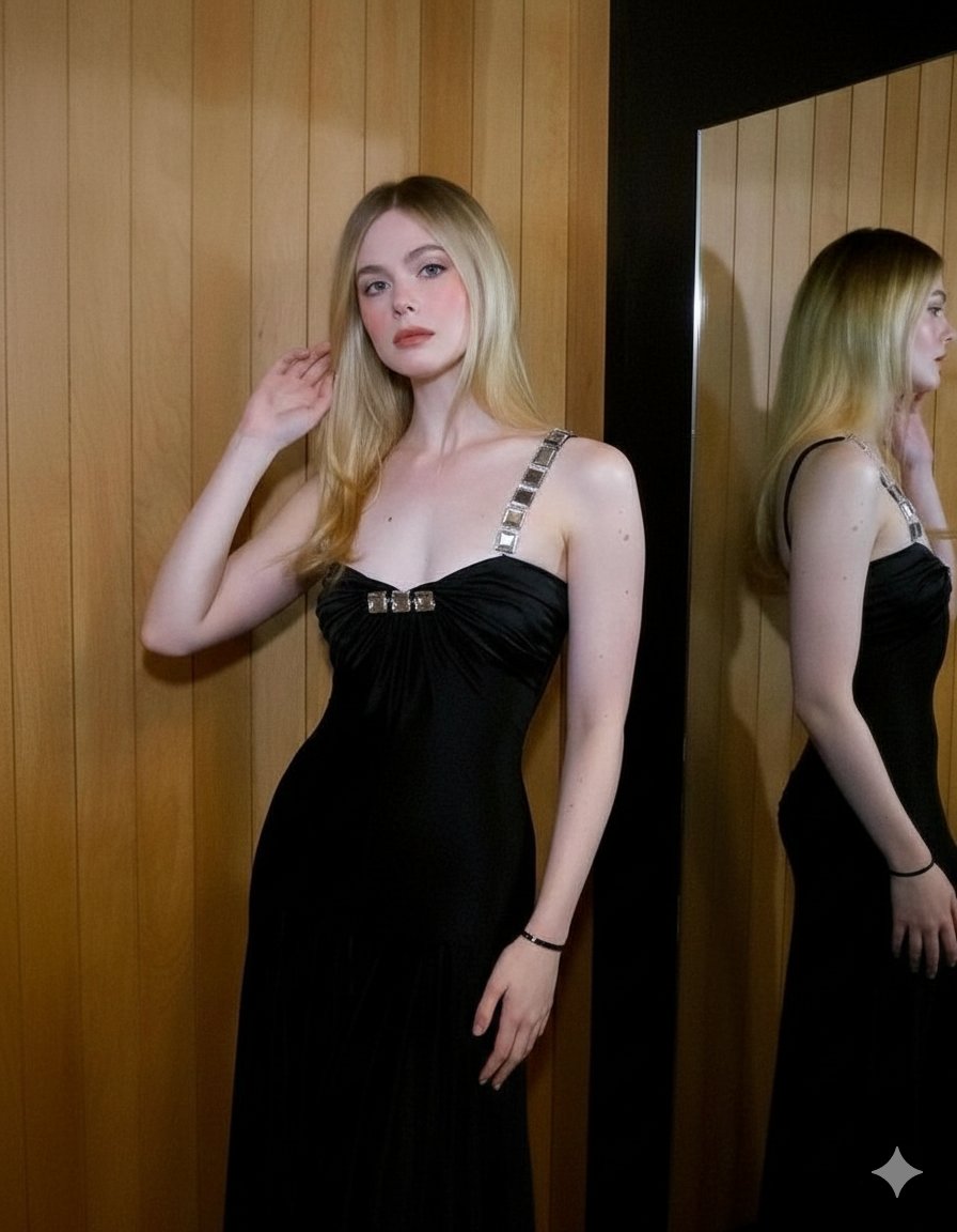High-End Fashion Editorial with Mirror Reflection — example 1