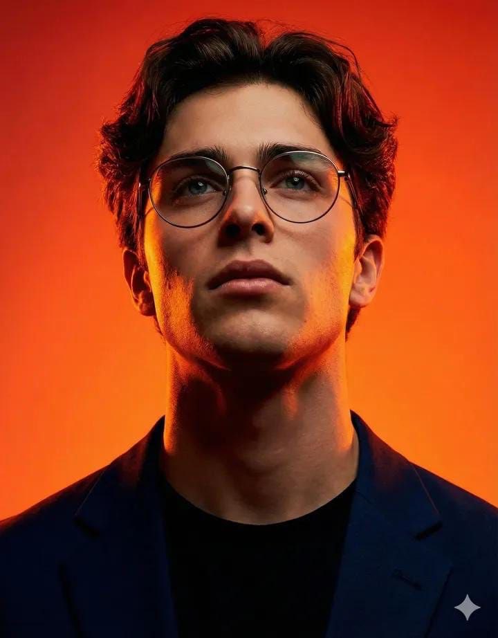 Cinematic Studio Portrait of an Intellectual Man — example 1