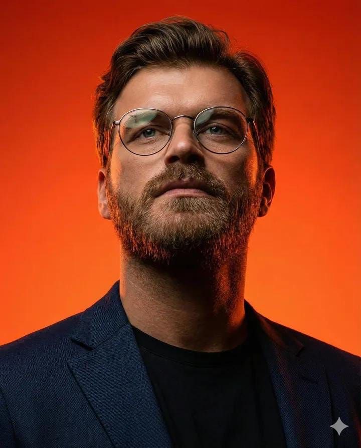 Cinematic Studio Portrait of an Intellectual Man — example 4