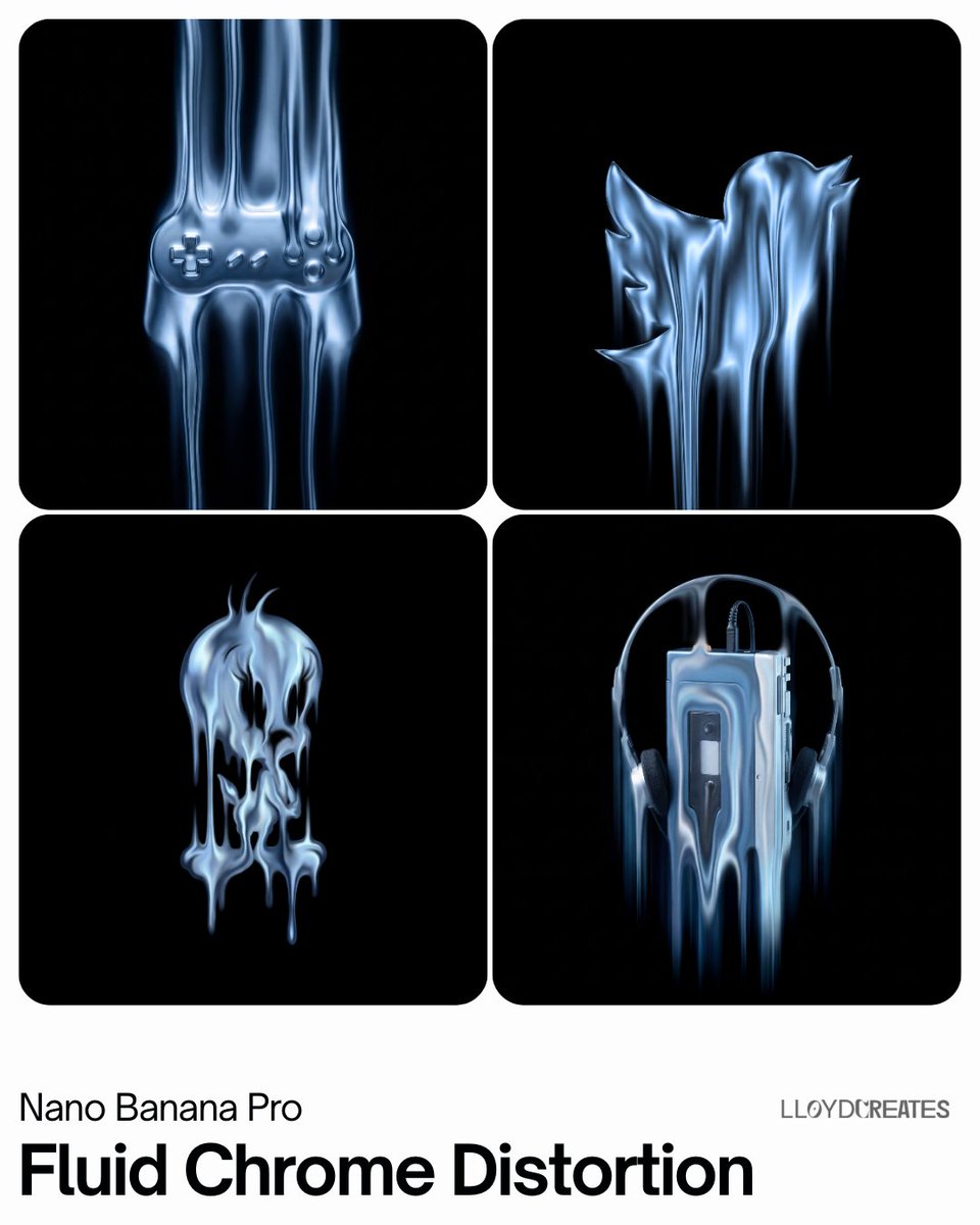 Fluid Chrome Distortion Product Render — example 1