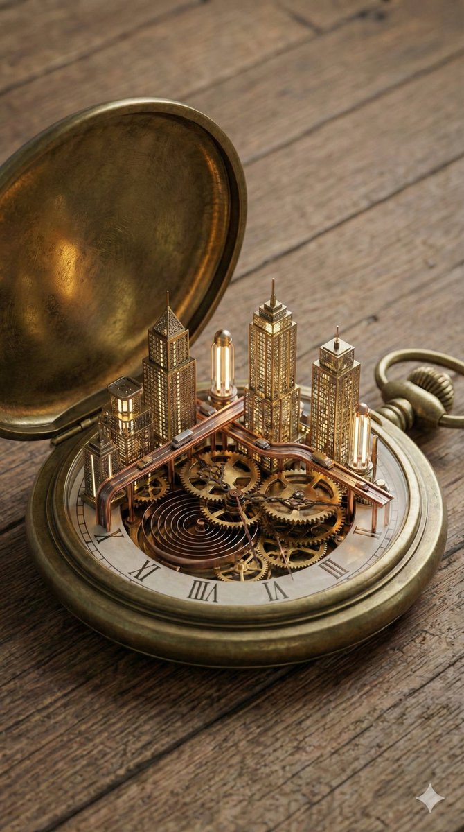 Miniature Metropolis Inside a Vintage Pocket Watch — example 1