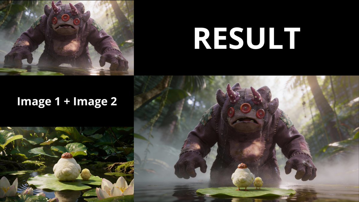 3D Animated Scene of Chicks and a Monster on Lily Pads — example 1