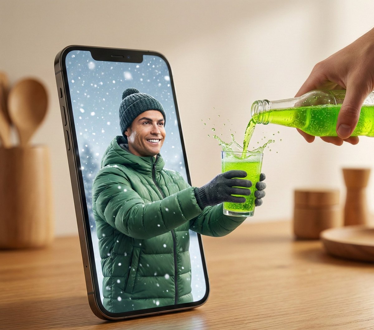 Surreal Smartphone Portal with Frozen Liquid Splash — example 2