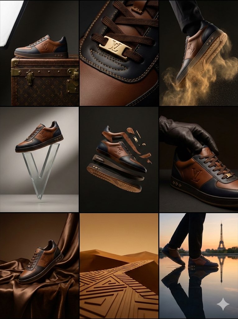 Louis Vuitton Sneaker Editorial Grid (9-Panel Concept) — example 1