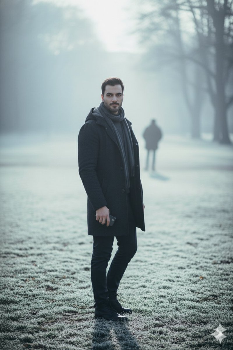 Hyperreal winter park walk portrait — example 3