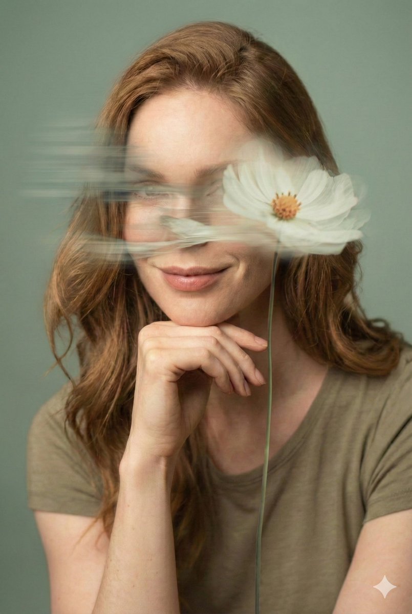 Dreamy Fine-Art Editorial Portrait with Double Exposure — example 1