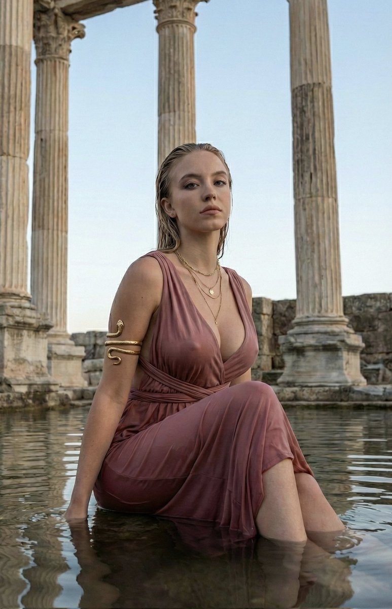 Mythological Goddess Aesthetic Prompt for Sydney Sweeney (Urdu/Roman) — example 1