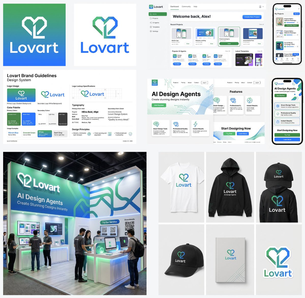 Multi-Step Design Generation for 'Lovart' Brand Identity — example 1