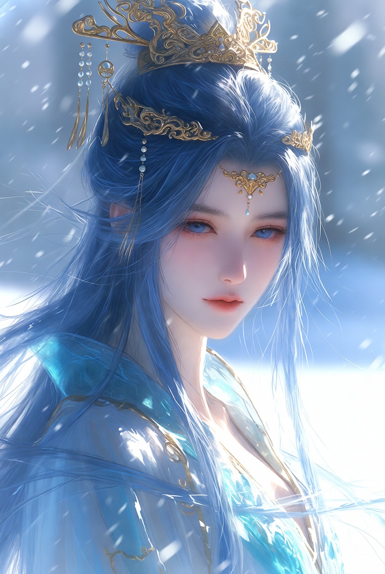 Detailed Cinematic Wuxia Scene Prompt: Dark Raven vs. Azure Frost — example 1