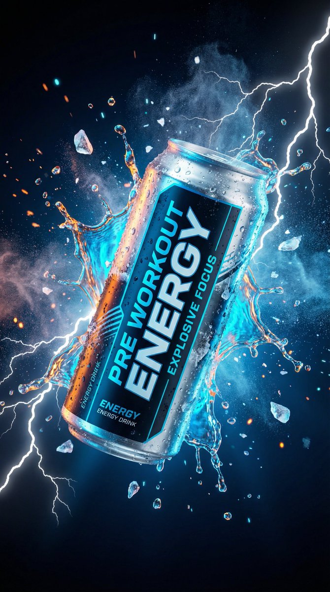 Energy Drink Product Explosion Commercial Prompt Template — example 3