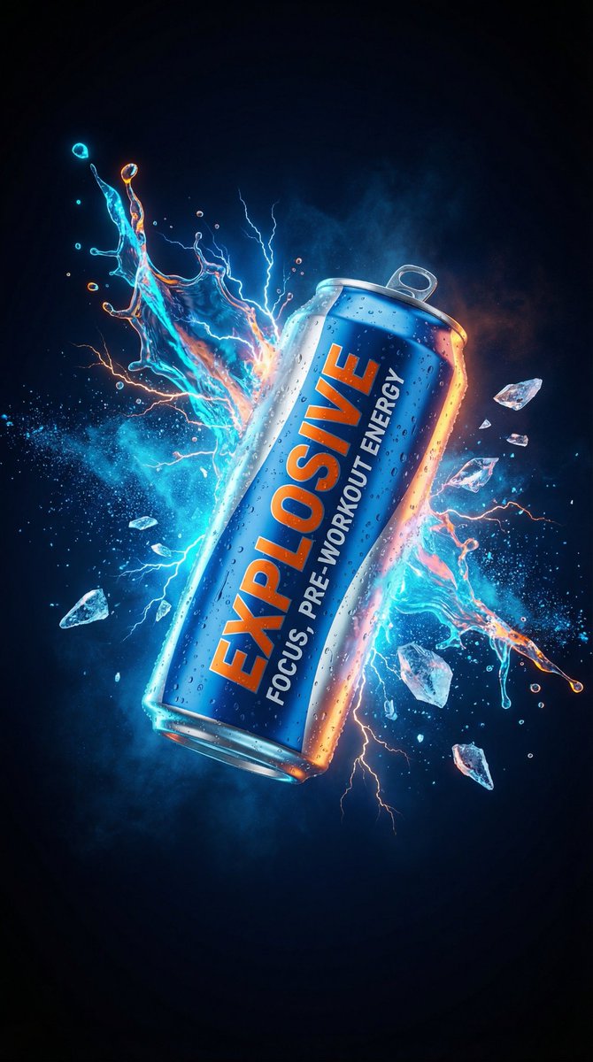 Energy Drink Product Explosion Commercial Prompt Template — example 4