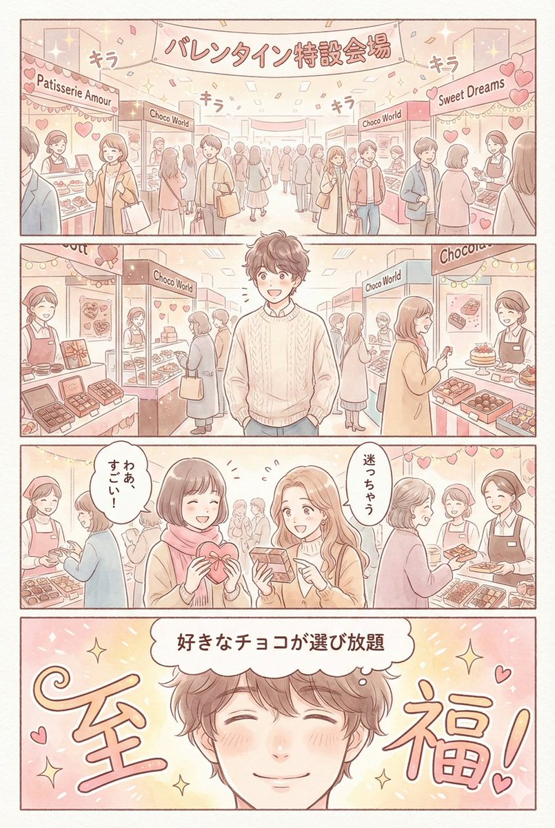 Valentine's Chocolate Shopping Manga Panel Generation — example 1