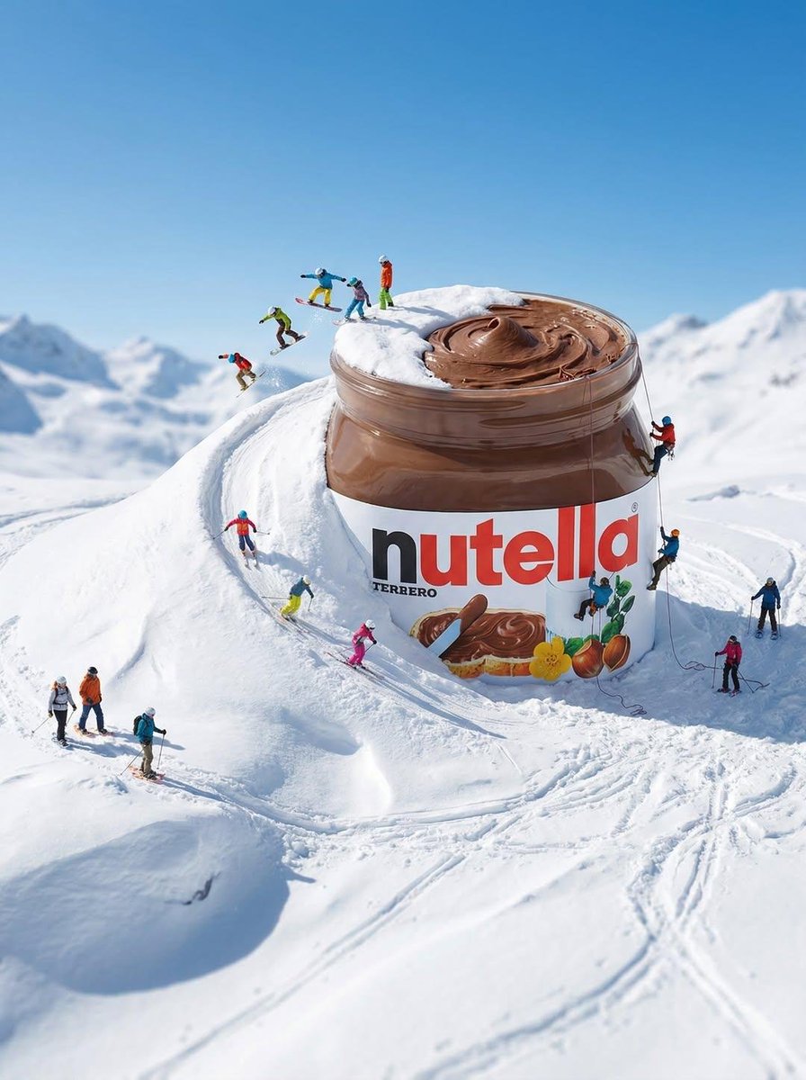 Gigantic Product Buried in Snow with Miniature Explorers — example 1