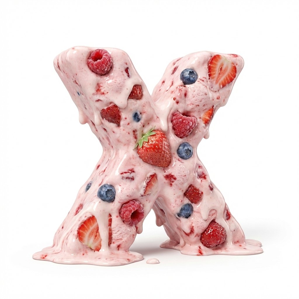 Strawberry Ice Cream 3D Letter 'X' — example 1