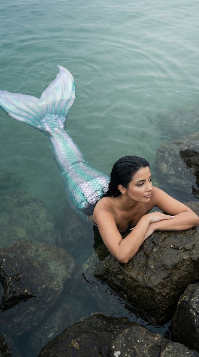 Cinematic Mermaid Portrait in Shallow Water — example 1