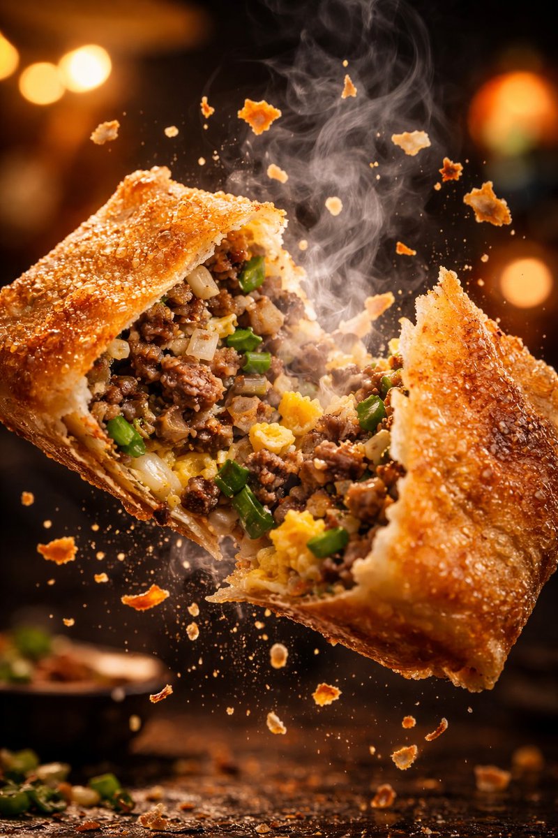 Macro Food Photography of Martabak Telur Prompt — example 2