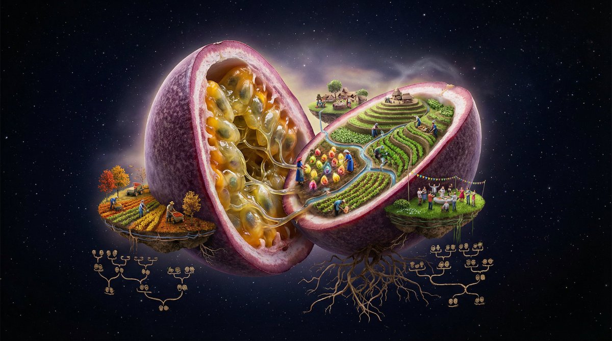 Surreal Agricultural Civilization Inside a Fruit Prompt — example 2