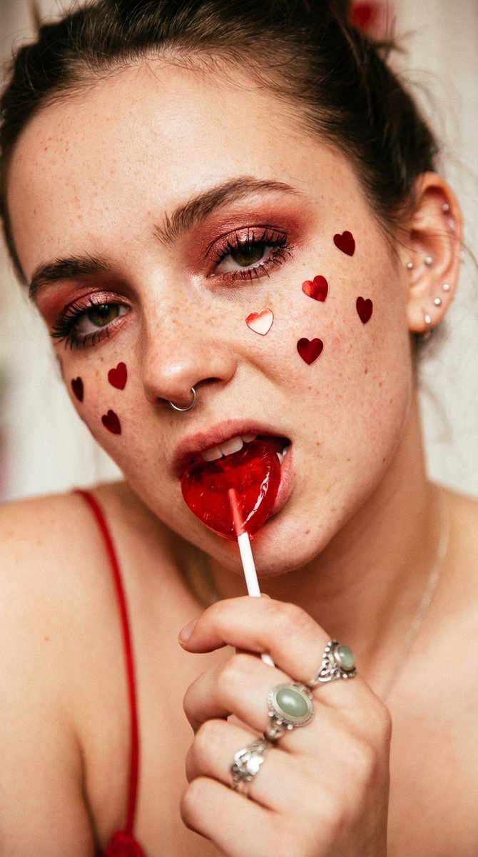 Extreme Close-up Portrait with Soft Grunge and Coquette Aesthetic — example 1