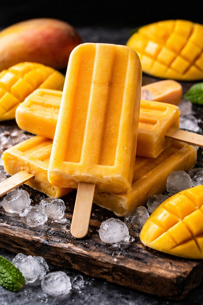 8K Food Photography Prompt for Mango Popsicles — example 1